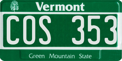 VT license plate COS353