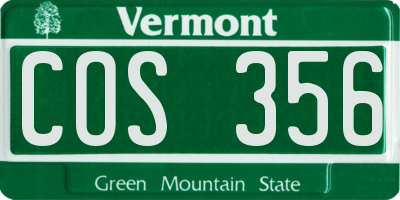VT license plate COS356