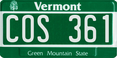 VT license plate COS361