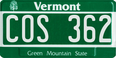 VT license plate COS362
