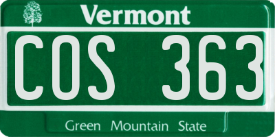 VT license plate COS363