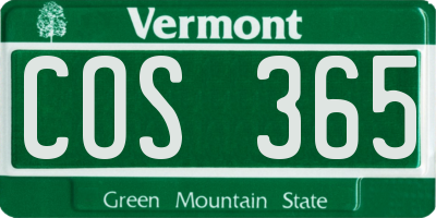 VT license plate COS365