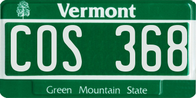 VT license plate COS368