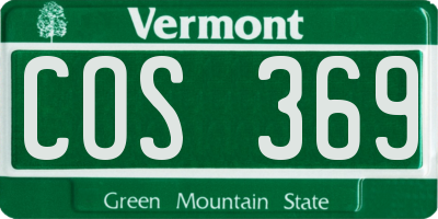 VT license plate COS369