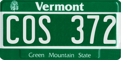 VT license plate COS372