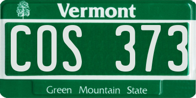 VT license plate COS373