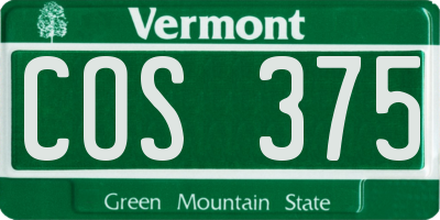 VT license plate COS375