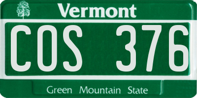VT license plate COS376