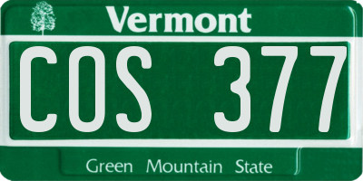 VT license plate COS377