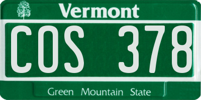 VT license plate COS378
