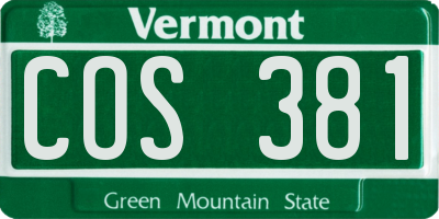 VT license plate COS381