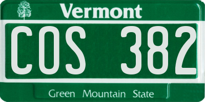 VT license plate COS382