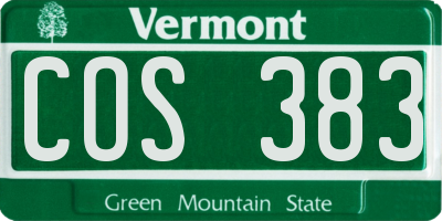 VT license plate COS383