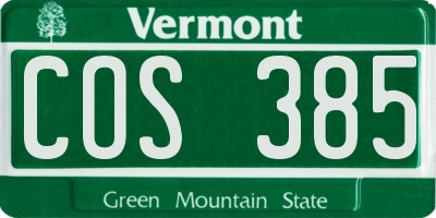 VT license plate COS385