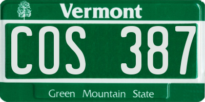 VT license plate COS387