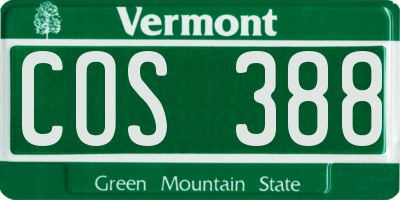 VT license plate COS388