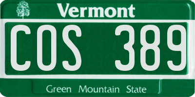 VT license plate COS389