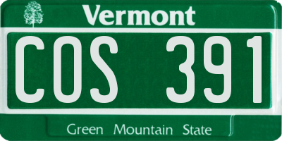 VT license plate COS391