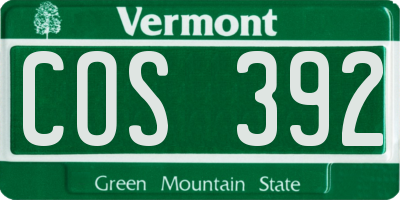 VT license plate COS392