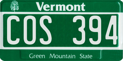 VT license plate COS394