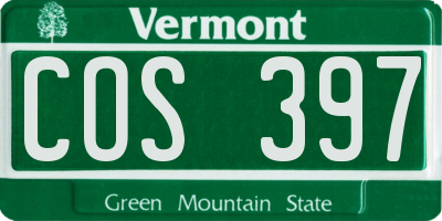 VT license plate COS397