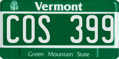 VT license plate COS399