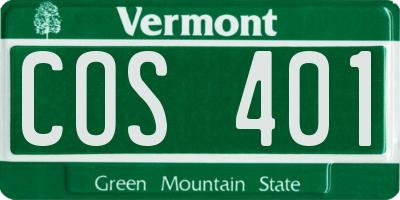 VT license plate COS401