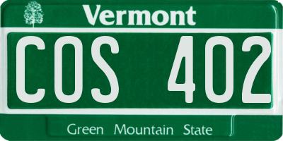 VT license plate COS402