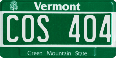 VT license plate COS404