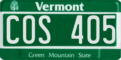 VT license plate COS405