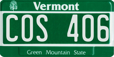 VT license plate COS406