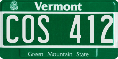 VT license plate COS412