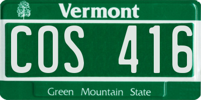 VT license plate COS416