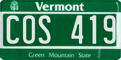 VT license plate COS419