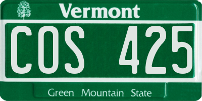 VT license plate COS425