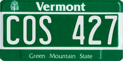 VT license plate COS427