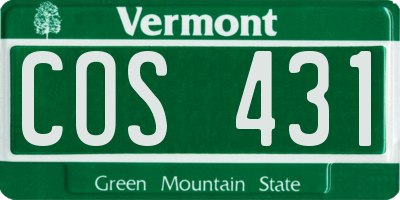 VT license plate COS431