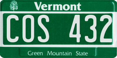 VT license plate COS432