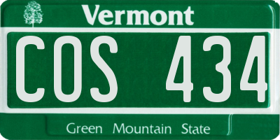 VT license plate COS434