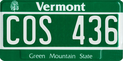VT license plate COS436