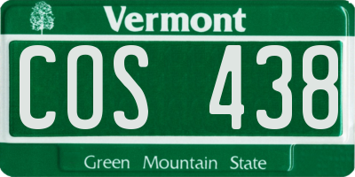 VT license plate COS438