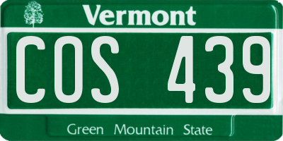 VT license plate COS439