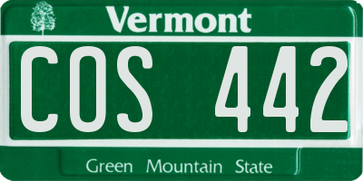 VT license plate COS442
