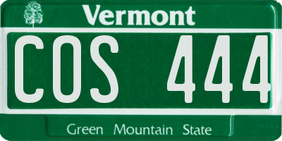 VT license plate COS444