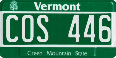 VT license plate COS446