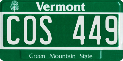 VT license plate COS449