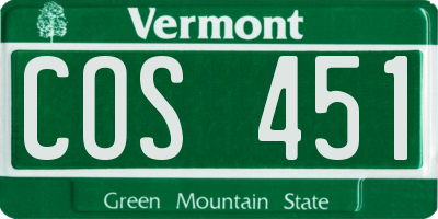VT license plate COS451