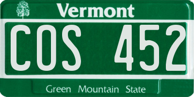 VT license plate COS452