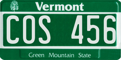VT license plate COS456
