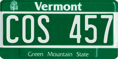 VT license plate COS457